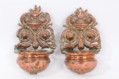 Lot 215 - Pair of 18th century Continental copper holy water stoups