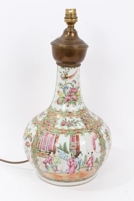 Lot 222 - 19th century Chinese canton porcelain vase, converted to a lamp