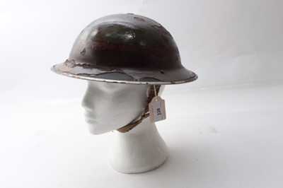 Lot 228 - Second World War British Military MKII Steel Helmet with green painted finish and NFS (National Fire Service) badge to front and numbered 37 (London & South East sector), dated 1939 under brim and...