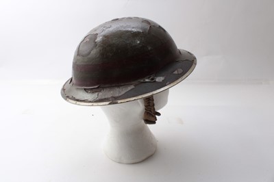 Lot 228 - Second World War British Military MKII Steel Helmet with green painted finish and NFS (National Fire Service) badge to front and numbered 37 (London & South East sector), dated 1939 under brim and...