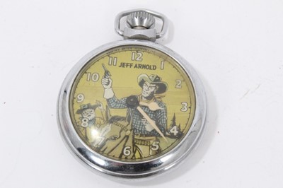 Lot 58 - 1950s Ingersoll Dan Dare in space pocket watch and three 1950s Ingersoll Jeff Arnold pocket watches (4)