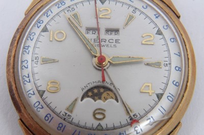Lot 64 - Vintage Pierce triple calendar moon phase wristwatch