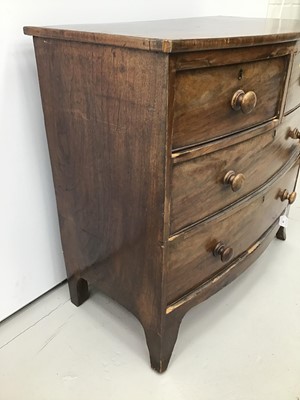 Lot 16 - Small 19th century mahogany bow front chest of two short and two long drawers on splayed bracket feet