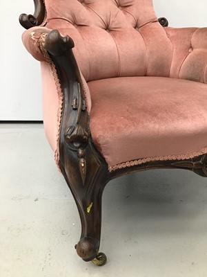 Lot 18 - Victorian spoon back chair with carved mahogany frame on cabriole legs