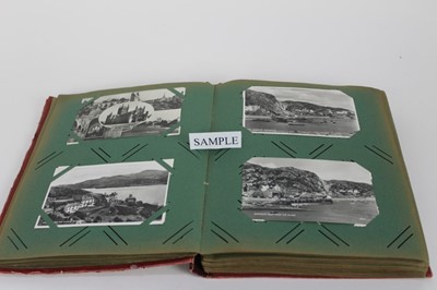 Lot 1189 - Vintage red postcard album of topographical to include Boscombe, Dachet and Abbey Wood, approximately 200 cards