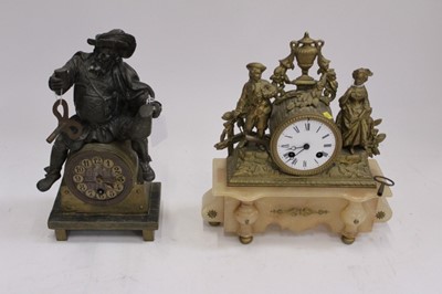 Lot 1978 - Early 20th century Continental novelty mantel clock on the theme of Falstaff, together with another Continental mantel clock