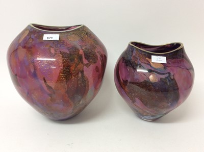 Lot 671 - Two art glass vases