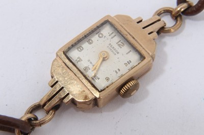 Lot 98 - 9ct gold cased Benson wristwatch and 9ct gold bar brooch