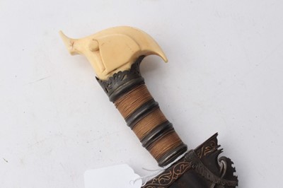 Lot 354 - Fine 19th century Malay Kris with carved ivory and silver hilt