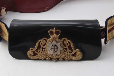 Lot 239 - Fine Elizabeth II Household Cavalry Officers' cross belt and pouch with silvered and ormolu pouch badge , gold bullion decoration and scarlet leather lining.