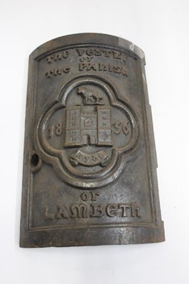 Lot 1889 - Rare Victorian cast iron pillar box door of ecclesiastical interest