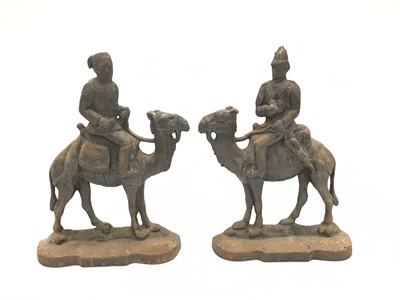 Lot 1890 - Pair of Victorian cast iron door stops/andirons, in the form of a British and Turkish soldier, faint registration marks visible on the back of one, 29cm height