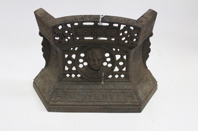 Lot 1893 - Victorian cast iron fire grate front, decorated with a portrait of H.M. Stanley