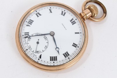 Lot 119 - Six gold plated pocket watches and gold plated fob chain