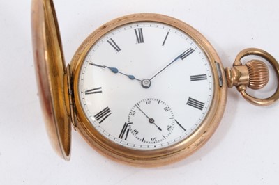 Lot 119 - Six gold plated pocket watches and gold plated fob chain