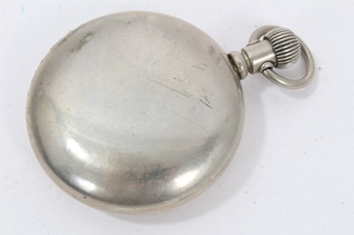 Lot 120 - Goliath pocket watch, full hunter fob watch on chain, three other pocket watches and three watch chains
