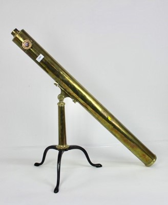 Lot 1901 - Brass telescope on tripod stand