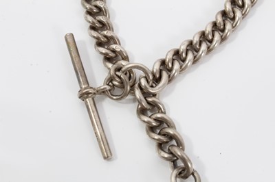 Lot 123 - Silver watch chain with engraved presentation silver fob
