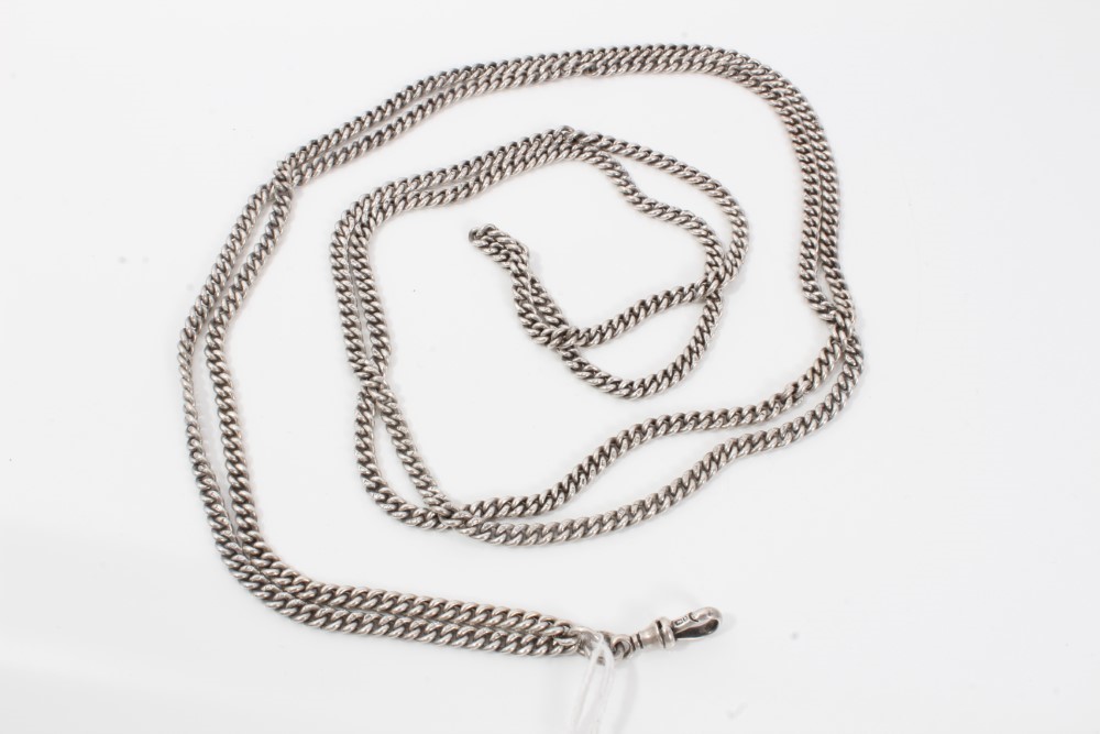 Lot 124 - Long silver watch chain