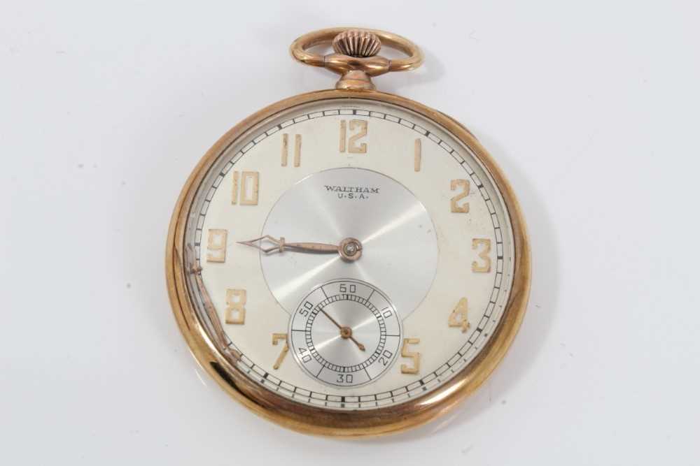 Lot 126 - 1930s 9ct gold cased Waltham USA pocket watch
