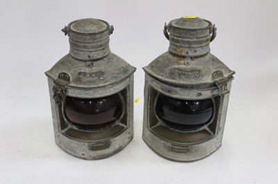 Lot 1997 - Pair of Ships mast head port and starboard lamps by Simpson, Lawrence & Co, Glasgow