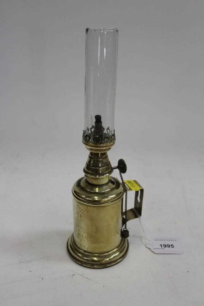 Lot 1995 - Small French Brass Oil Lamp- lampe feutree