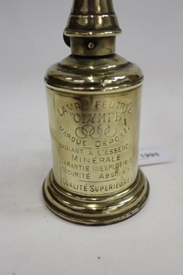Lot 1995 - Small French Brass Oil Lamp- lampe feutree, Olympe
