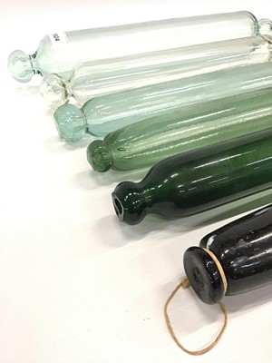 Lot 1924 - Six antique glass rolling pins