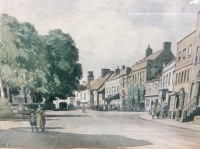 Lot 235 - Colour print of a Leonard Squirrell watercolour of Royal Square, Dedham