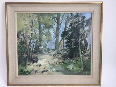 Lot 1170 - John Burman (b. 1936) oil on board, Landscape