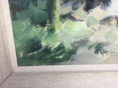 Lot 1170 - John Burman (b. 1936) oil on board, Landscape