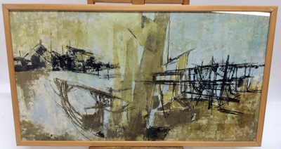 Lot 147 - Two 1970s English School mixed media works on paper