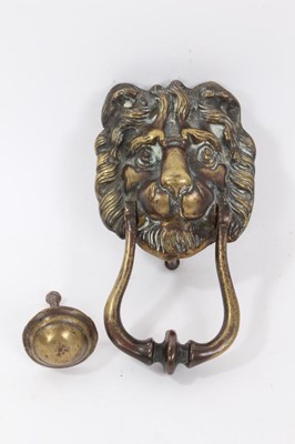 Lot 174 - 19th century brass lion mask door knocker
