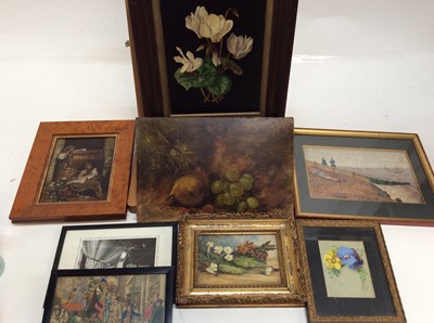 Lot 254 - Group of works Including painting on slate and others