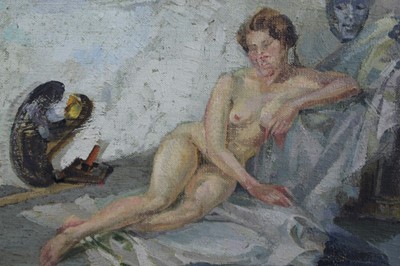 Lot 553 - Ray Howard Jones, oil on board, figure study