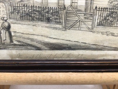 Lot 179 - Regency pencil sketch of a house, titled Church End  Finchley