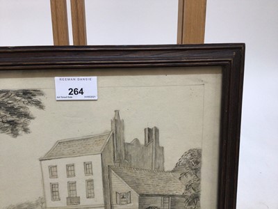 Lot 179 - Regency pencil sketch of a house, titled Church End  Finchley