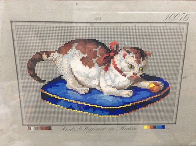 Lot 247 - Original handpainted needlework design of a cat