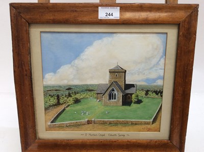 Lot 244 - Edwardian watercolour - St Martin's Chapel, Chilworth