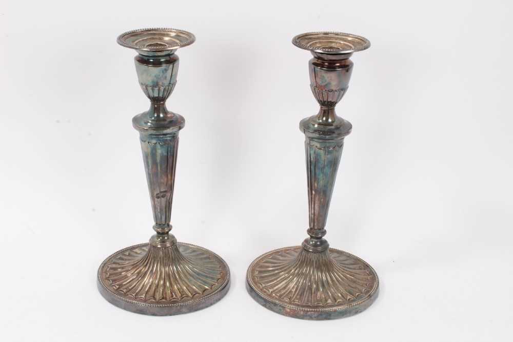 Lot 146 - Pair silver candlesticks