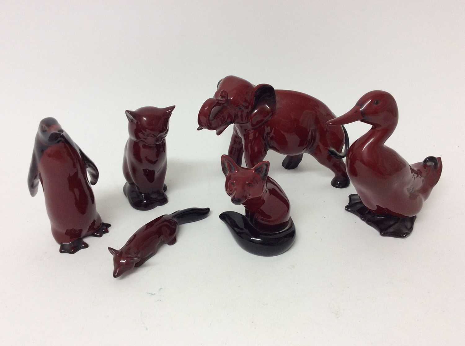 Lot 555 - Group of Six Royal Doulton Flambé animals