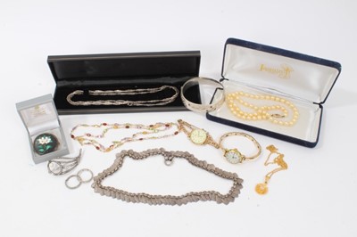 Lot 149 - Group costume jewellery, silver and wristwatches