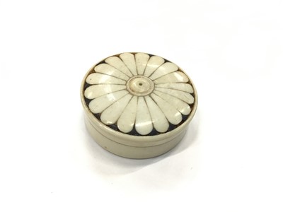 Lot 2040 - 19th Century Ivory and treen snuff box of circular form, 5.2cm in diameter