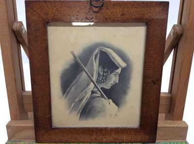 Lot 215 - Victorian oil portrait and pencil portrait