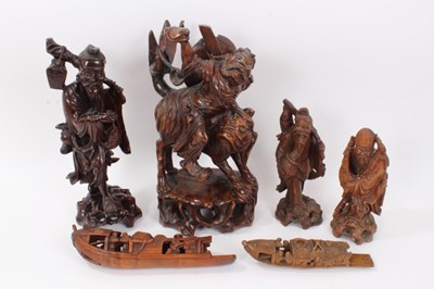 Lot 155 - Late 19th / early 20th century Chinese hardwood carving, together with. five further eastern carving
