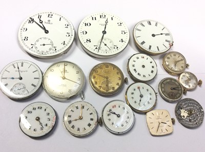 Lot 513 - Group watch movements including Omega