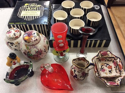 Lot 673 - Murano glass clowns, Masons dishes and other items and other ceramics