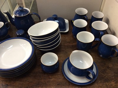 Lot 674 - Extensive Denby blue glazed dinner service for six place settings