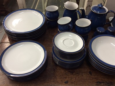 Lot 674 - Extensive Denby blue glazed dinner service for six place settings