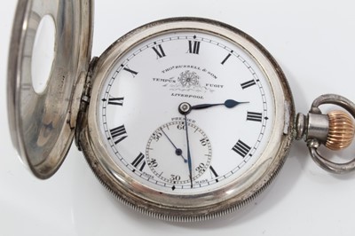 Lot 164 - Silver half hunter pocket watch by Thomas Russell & Son